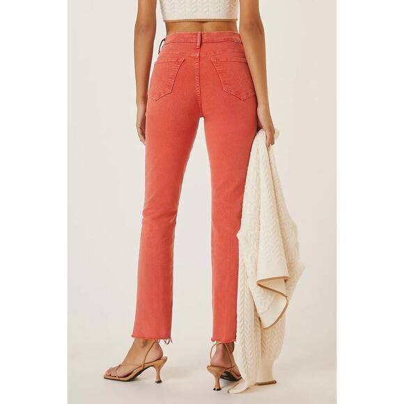 Mother Swooner Rascal Jeans Size 25 Red Ankle Fray High Straight USA Game Day - Picture 5 of 14